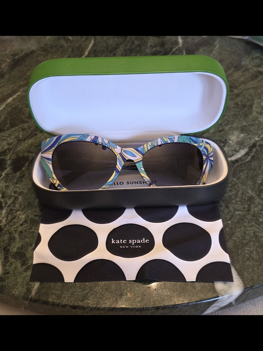 Kate Spade Paisleigh Blue Pattern Sunglasses With Hard Case
